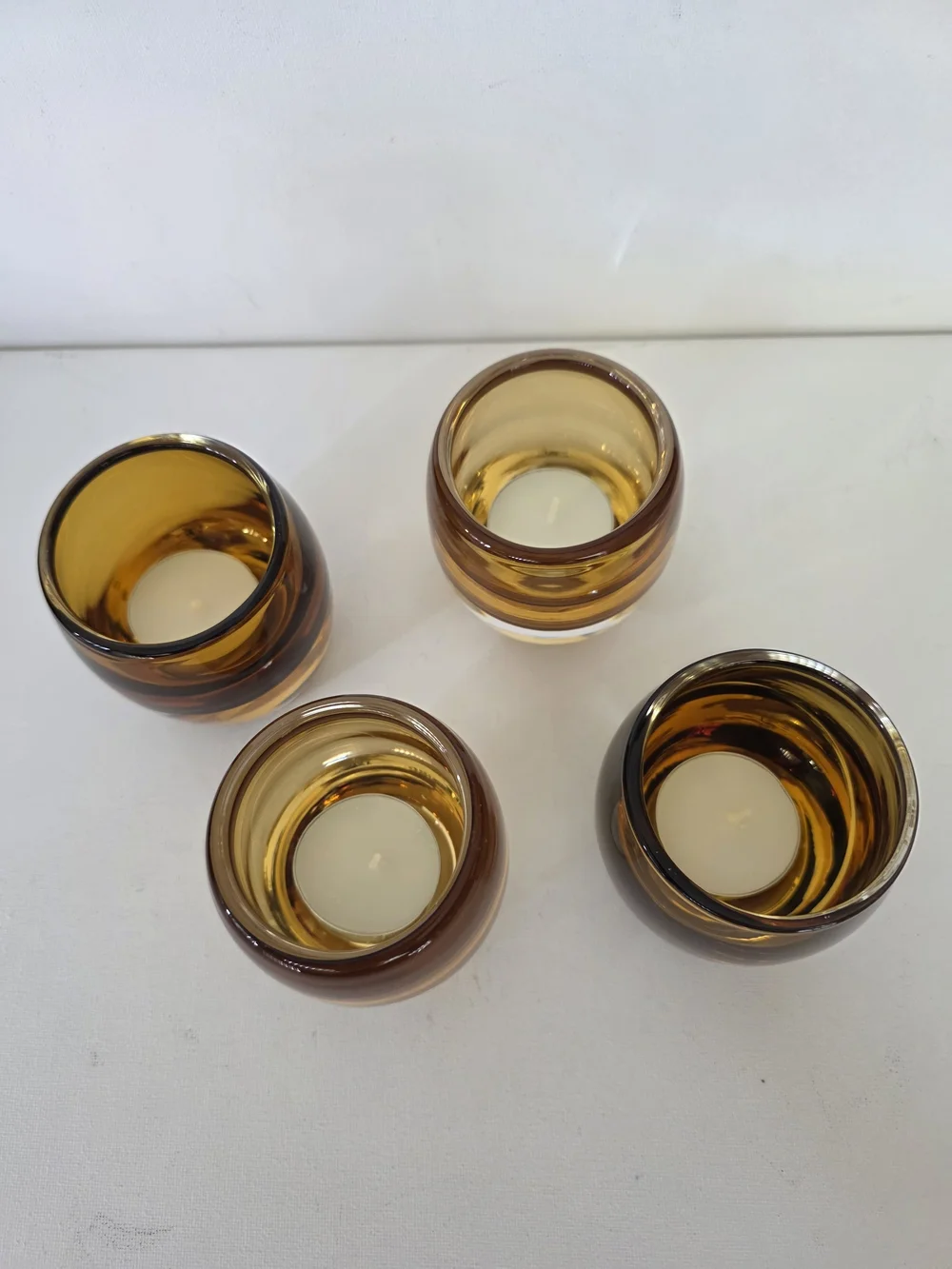 Mikasa Amber and Clear Glass Tealight Holders - Set of 4